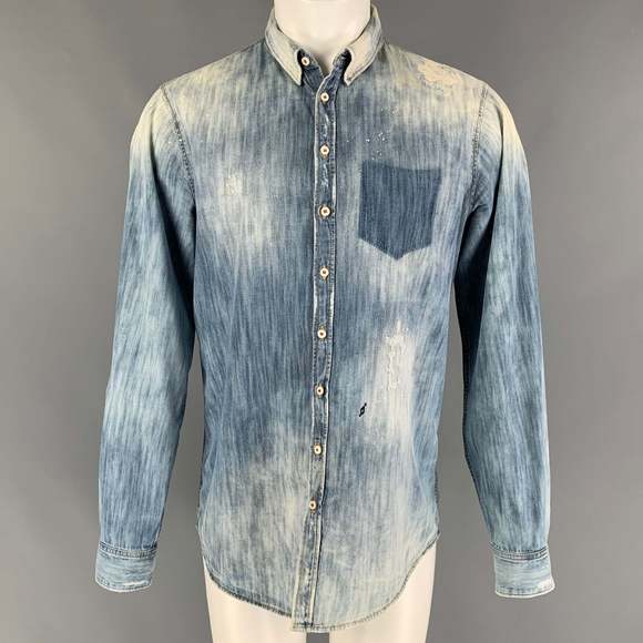 DSQUARED2 Other - DSQUARED2 Blue Distressed Cotton Denim Long Sleeve Shirt